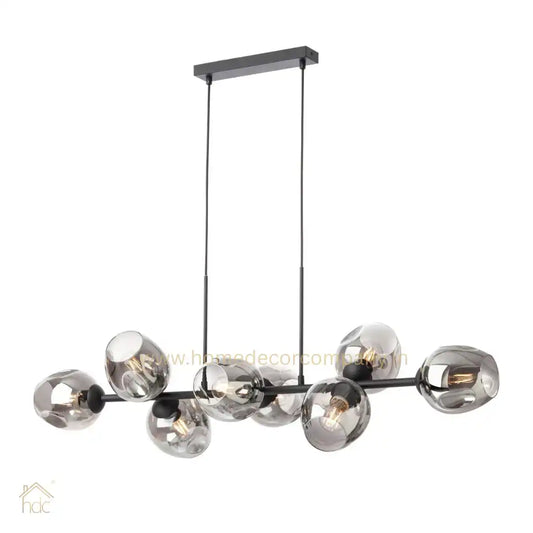 Hdc 8 Lights Smoke Black Linear Modern Glass Chandelier