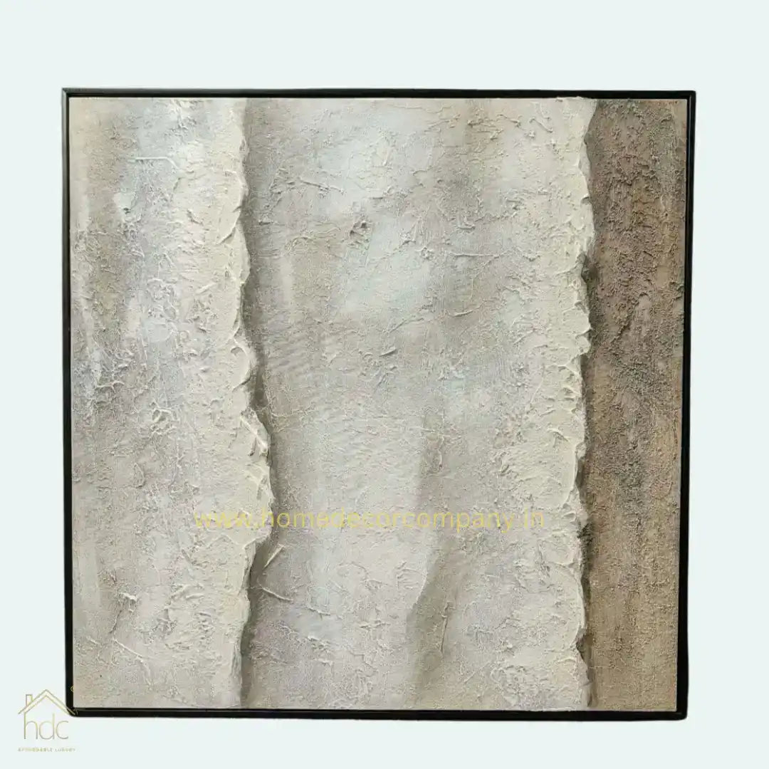 HDC Exclusive Hand Crafted Texture Handmade Stunning Wall Painting that Beautifully Blends White and Brown Hues 80*80 CM - HDC Lights