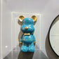Hdc Modern Aesthetic Hand-Painted Clock Canvas Blue Teddy Bear Clock(Size:- Painting 60*60, clock 40*40Cm) - HDC Lights