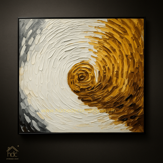 HDC Exclusive Hand Crafted Stunning Painting of a Spiral in Gold and White - HDC Lights