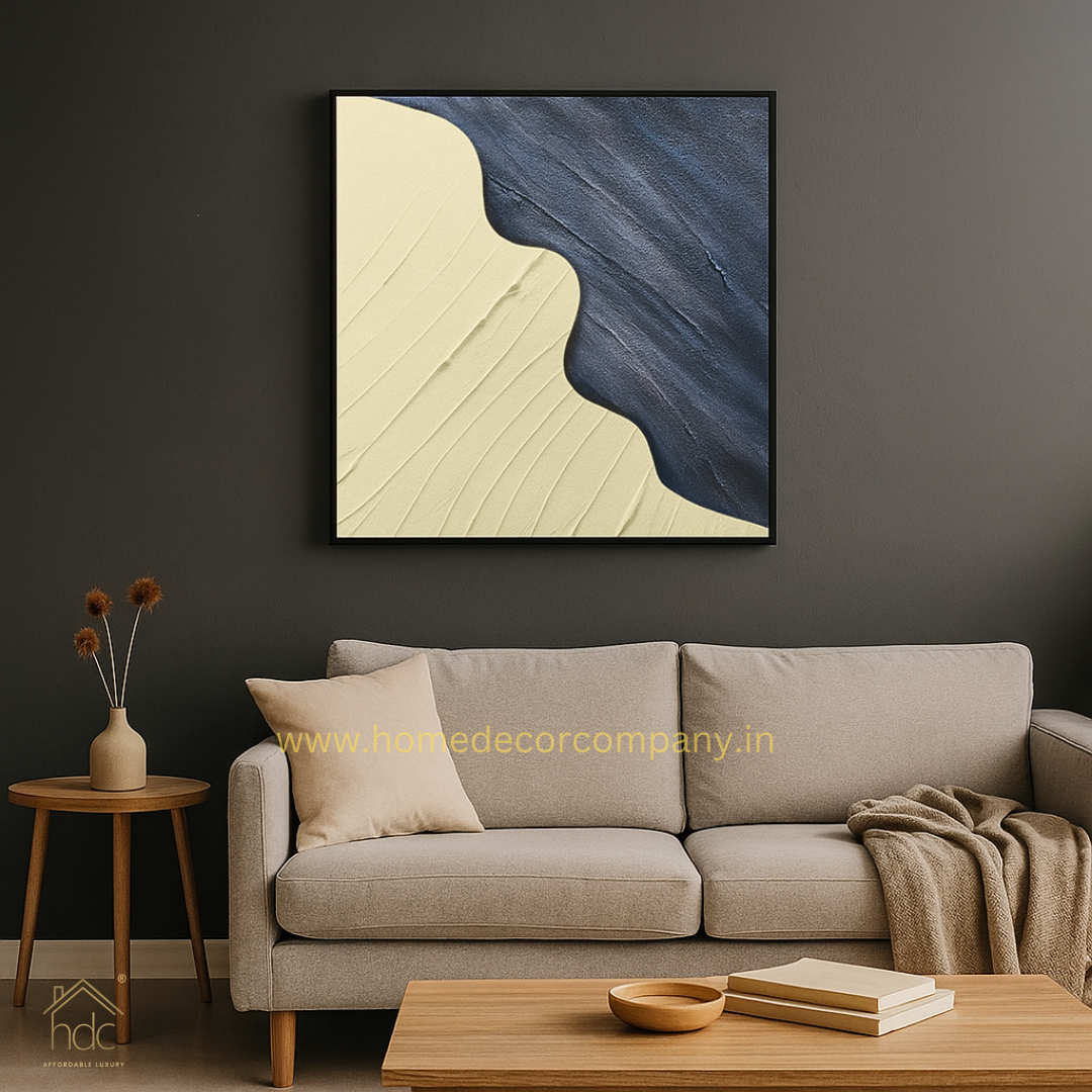 HDC Exclusive Hand Crafted Painting of Stone Blue and White Stroke Art Handmade Painting 60*60 cm - HDC Lights