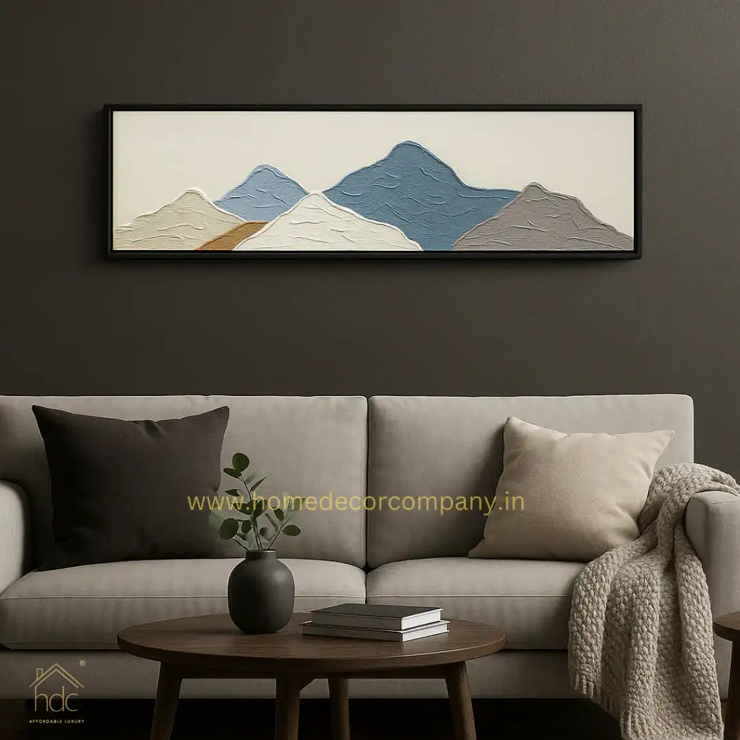HDC Handcrafted Beautiful Design Painting Of Minimalist Mountain Range Textured Wall Art Multicolor Abstract Landscape Painting Design-2
