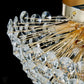 HDC 300MM Gold Luxury Crystal Flush Mount Ceiling Light for Living Area Home - Warm White