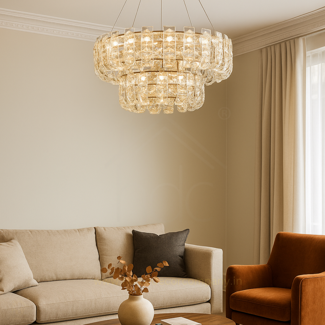 Hdc Modern Geometric Double Linear Design Luxury American Ball Crystal Chandelier