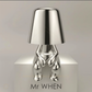Hdc Little Golden/Silver Man Sitting Stylish Nordic Golden Luxury Portable LED Desk Lamp Cafe Bar Restaurant Home Decoration Night Light