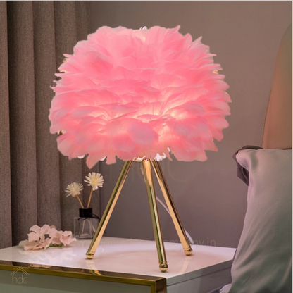 Hdc Feather Table Lamp Simple Elegant Modern Tripod Desk Lights Night Light For Living Room