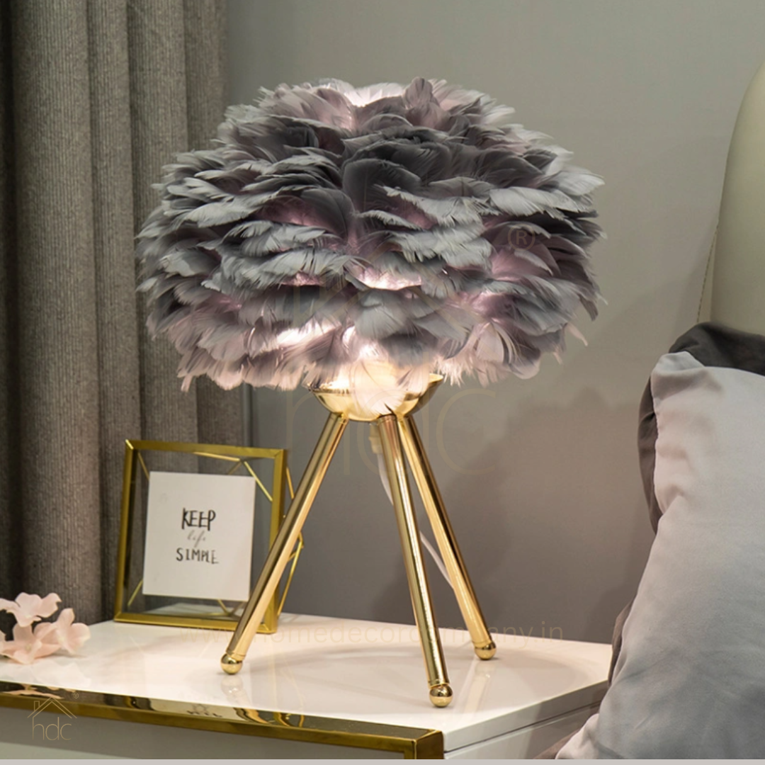 Hdc Feather Table Lamp Simple Elegant Modern Tripod Desk Lights Night Light For Living Room