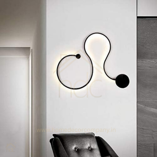 HDC Modern LED Wall Light Abstract Wave Design for Bedroom, Living Room & Accent Walls, Warm White Matte Black Finish
