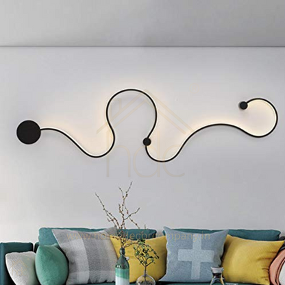 HDC Modern LED Wall Light Abstract Wave Design for Bedroom, Living Room & Accent Walls, Warm White Matte Black Finish