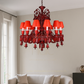 HDC 12 Lights Tier Shade Design Imperial Ruby Crystal Chandelier For Living Room