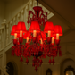 HDC 12 Lights Tier Shade Design Imperial Ruby Crystal Chandelier For Living Room