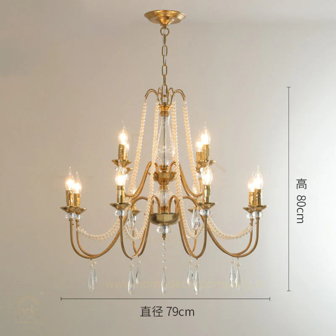 HDC 12 Light Clear Glass Italian Jewel Chandelier Ceiling Lights Hanging - Warm White