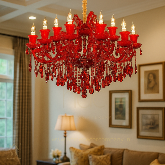 HDC 19 Lights Imperial Scarlet Crystal Italian Chandelier For Living Room