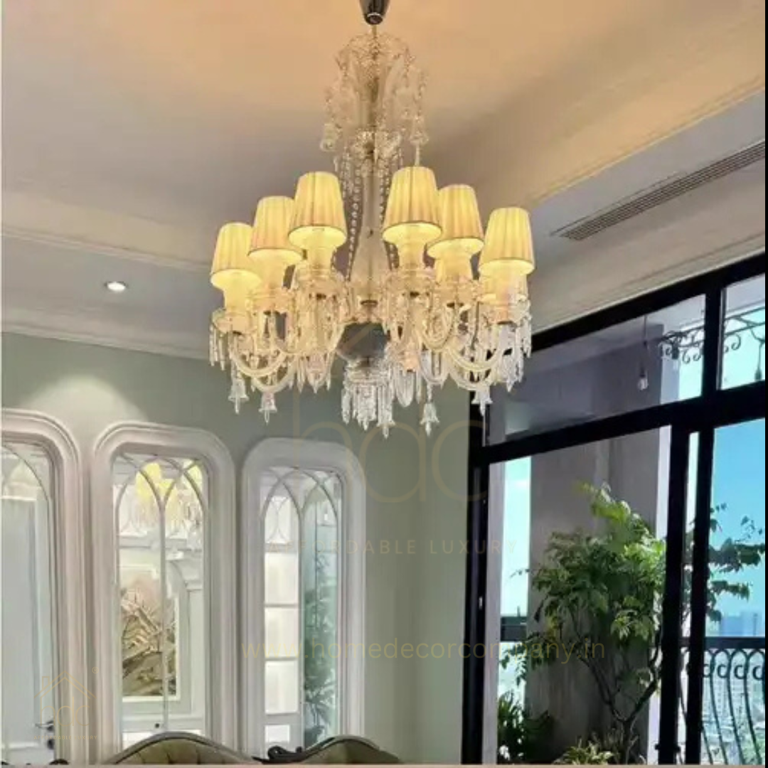 Hdc 8 Light Shade Clear Glass Italian Chandelier Ceiling Lights Hanging - Warm White