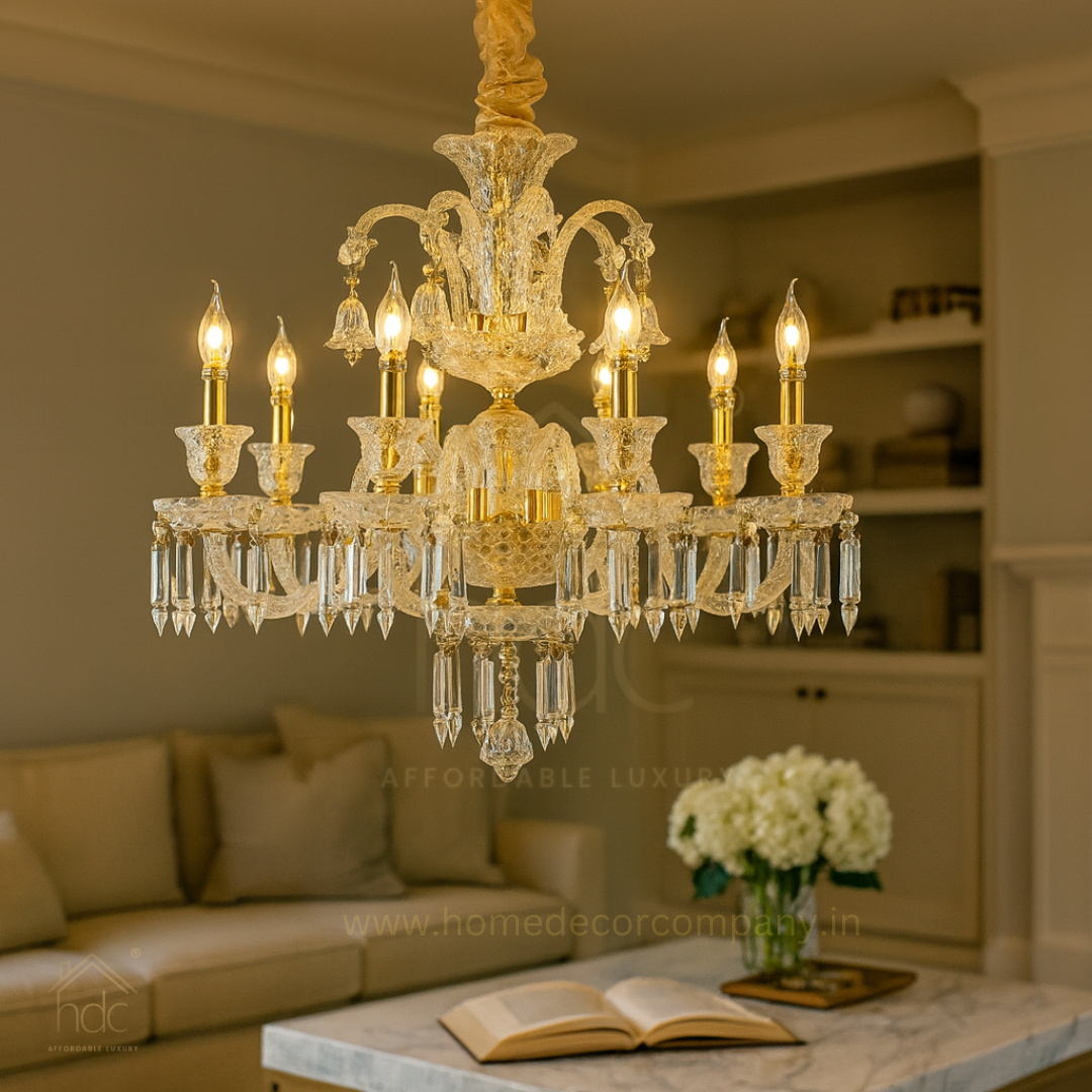 Hdc 6 Lights  Glass Italian Chandelier Ceiling Lights Hanging - Warm White