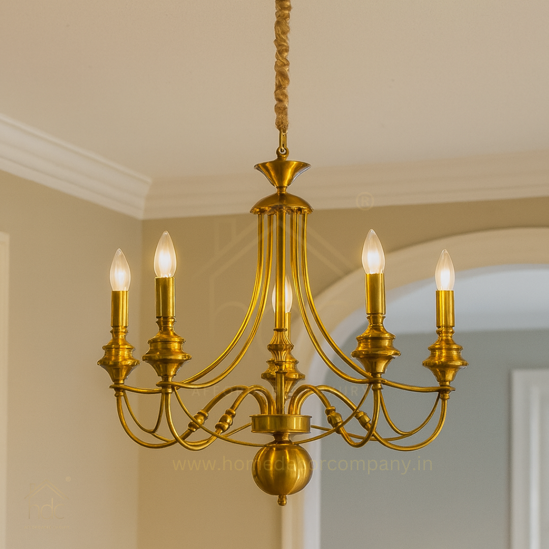 Hdc 6 Light Gold Metal Italian Chandelier Ceiling Lights Hanging - Warm White