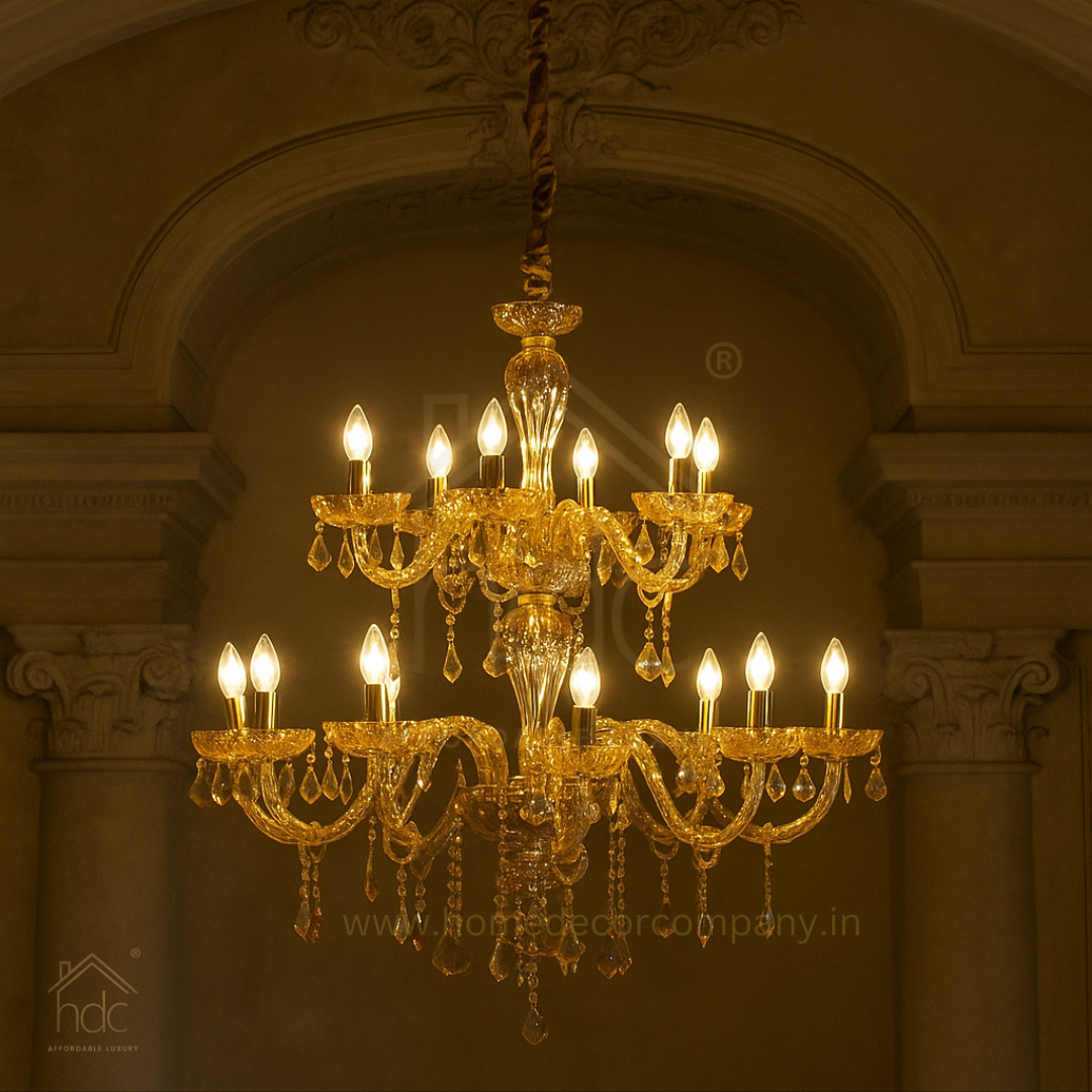 HDC  12-Light Imperial Amber Glow Royal Glass Italian Chandelier For Living Room