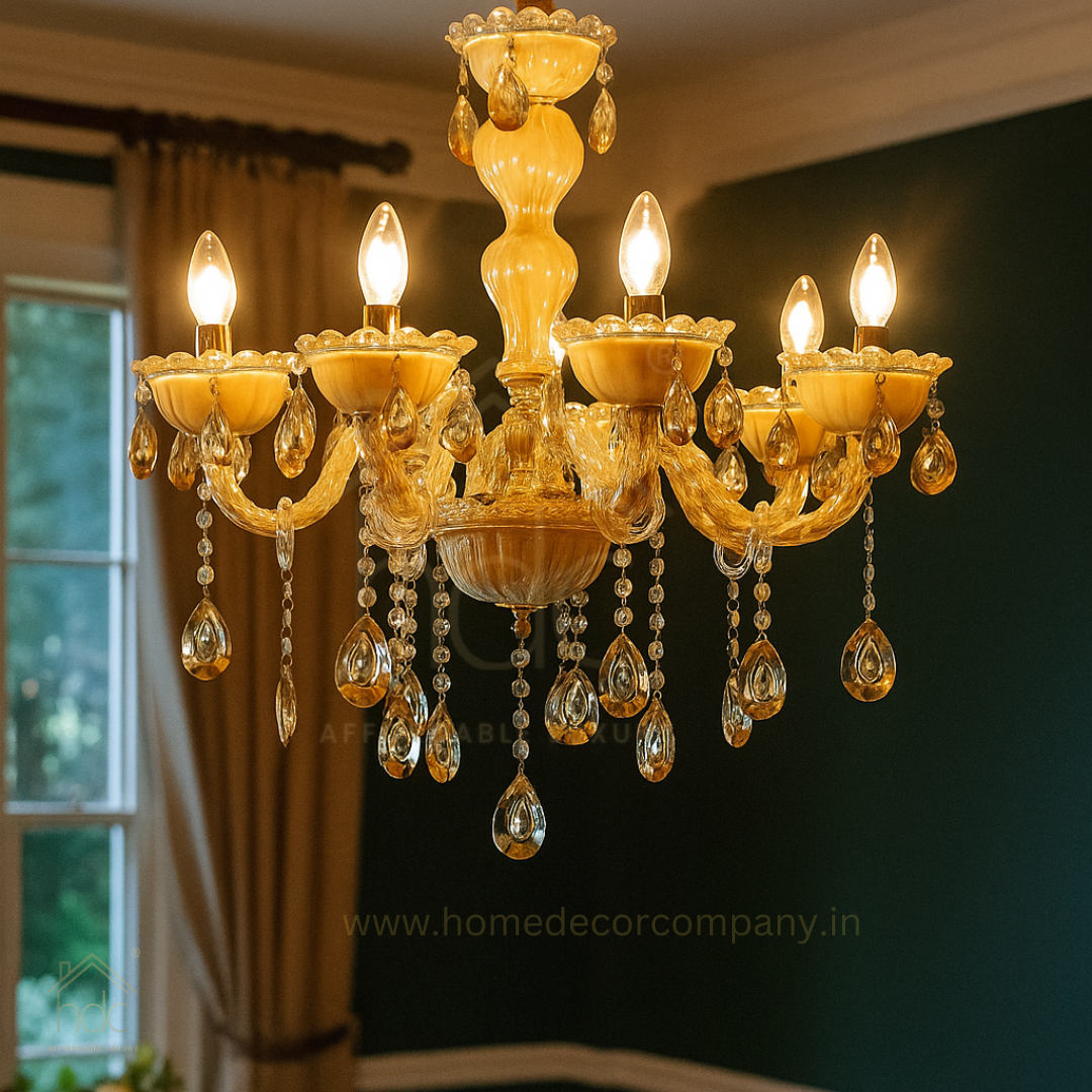 HDC 6-Light Imperial Crystal-Glass  Luxury Classic Chandelier For Living Room