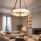 Hdc Modern Circular Imitated Marble Pendant Light Luxury Alabaster Ring Chandelier Designer LED Hanging Light for Living Room & Dining Area