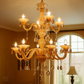 HDC 12 Lights Regal Amber Glass Crown Italian Chandelier For Living Room