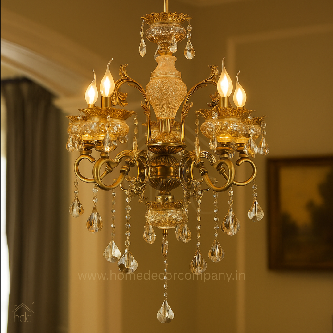 HDC 5 Lights Imperial Crystal Bloom Italian Chandelier For Living Room