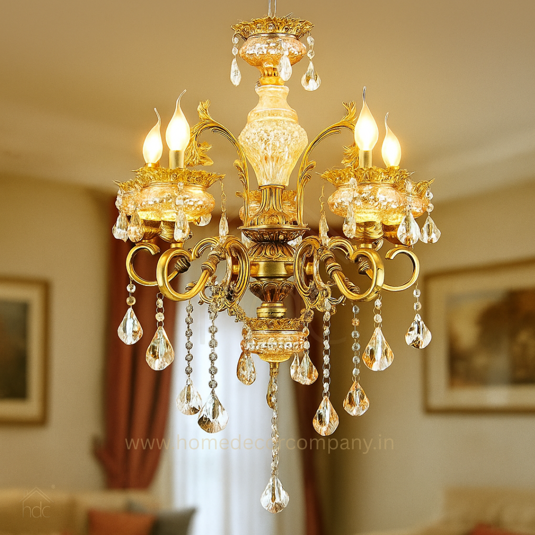 HDC 5 Lights Imperial Crystal Bloom Italian Chandelier For Living Room