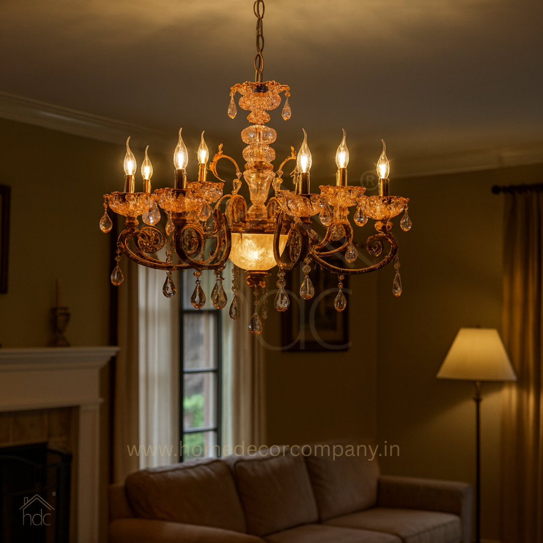 HDC 8 Lights Regal Baroque Crystal Italian Chandelier For Living Room