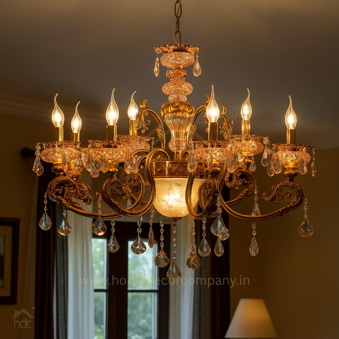 HDC 8 Lights Regal Baroque Crystal Italian Chandelier For Living Room