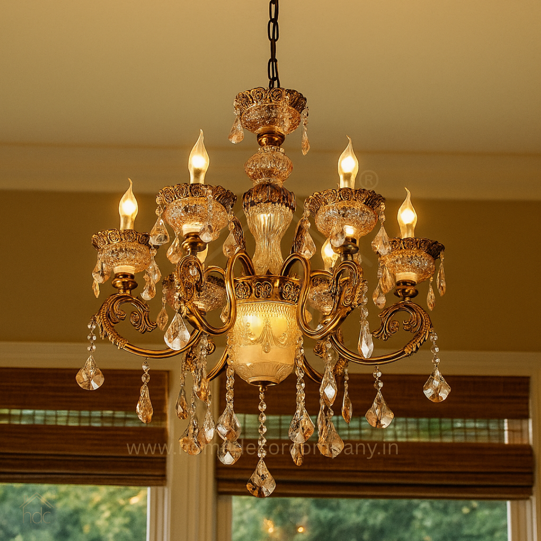 HDC 6 Lights Royal Heritage Crystal Italian Chandelier For Living Room