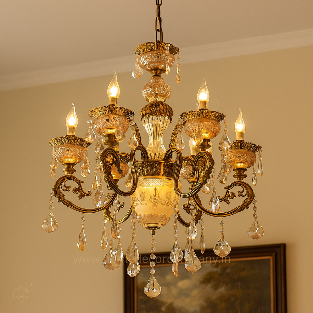 HDC 6 Lights Royal Heritage Crystal Italian Chandelier For Living Room