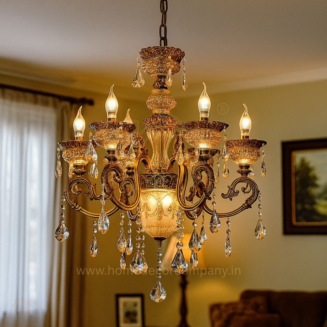 HDC 6 Lights Royal Heritage Crystal Italian Chandelier For Living Room