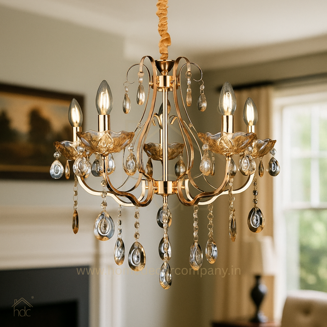 HDC 5 Lights Imperial Crystal Arc Italian Chandelier For Living Room