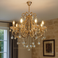 HDC 5 Lights Regal Crystal Cascade Metal Italian Chandelier For Living Room