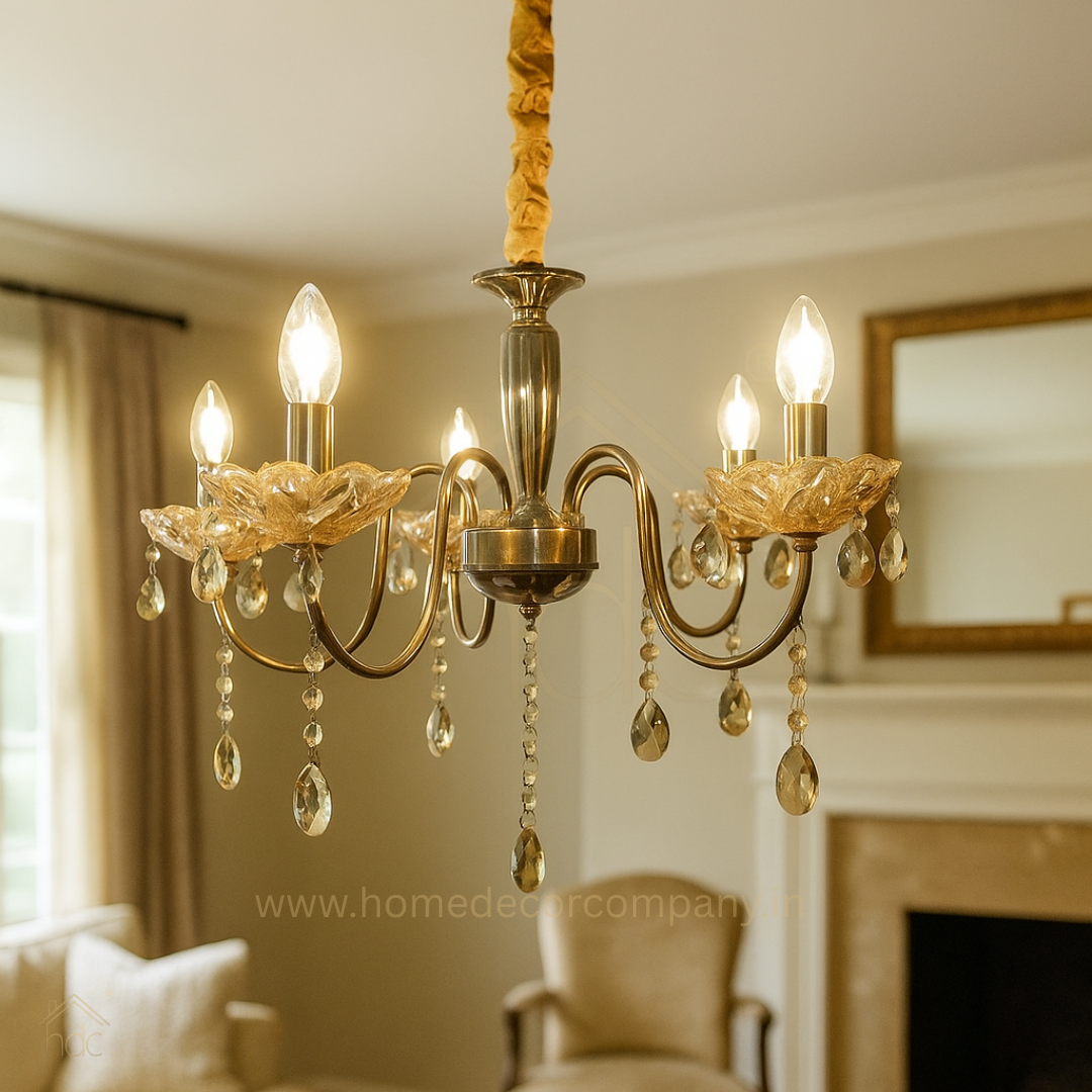 HDC 5 Lights Antique Metal Chandelier For Living Room