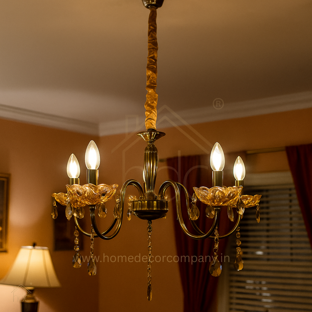 HDC 5 Lights Antique Metal Chandelier For Living Room