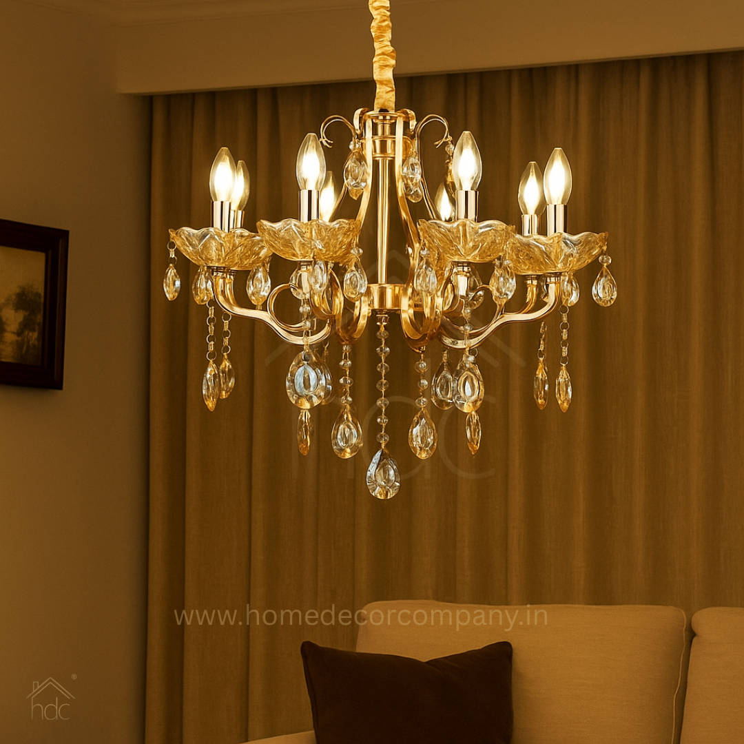 HDC 8 Lights Luxury Crystal Drop Italian Chandelier For Living Room