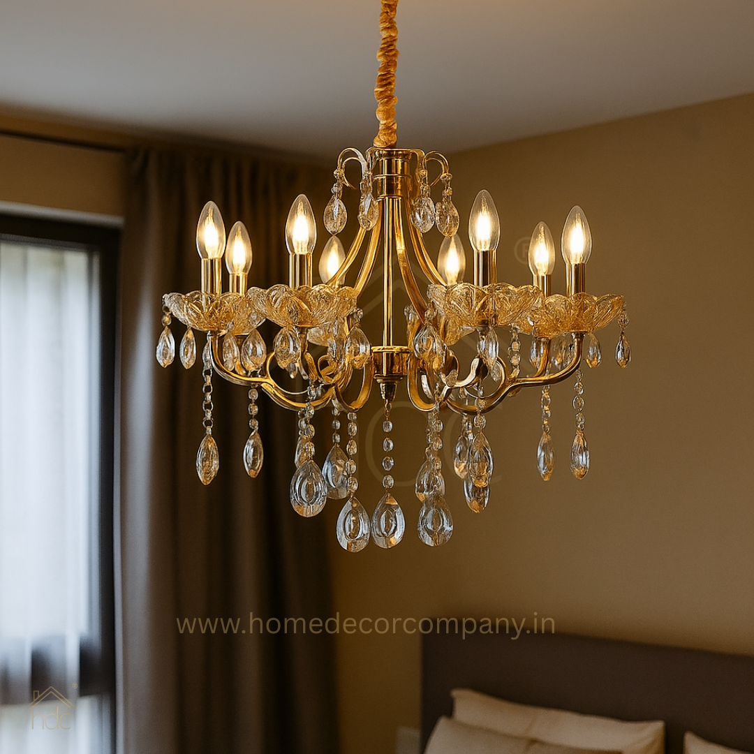 HDC 8 Lights Luxury Crystal Drop Italian Chandelier For Living Room
