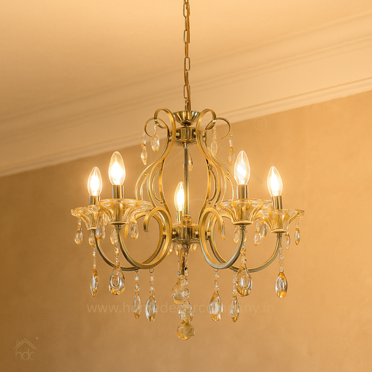 HDC 5 Lights Regal Crystal Crown Italian Chandelier For Living Room
