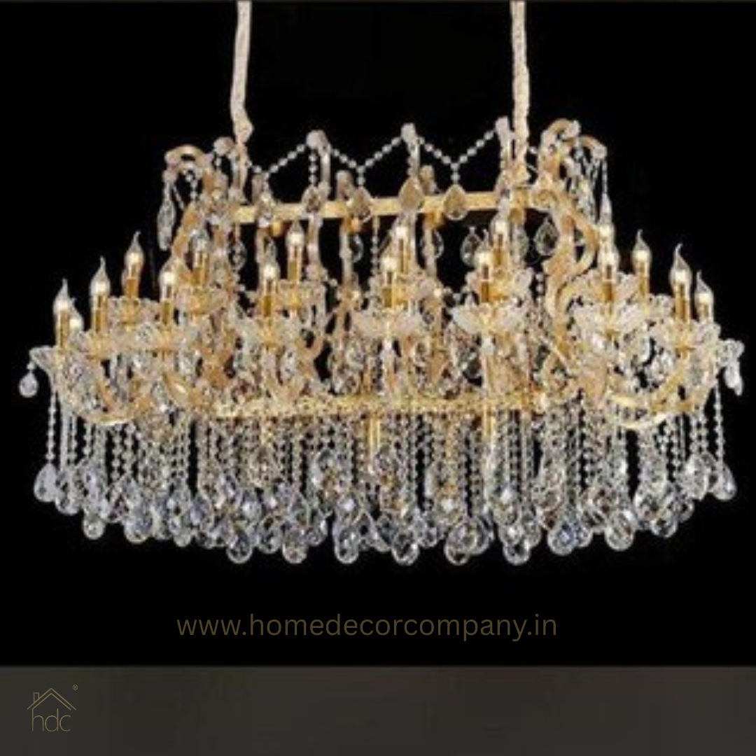 HDC 35 Lights Regal Grandeur Rectangular Crystal Italian Chandelier For Living Room