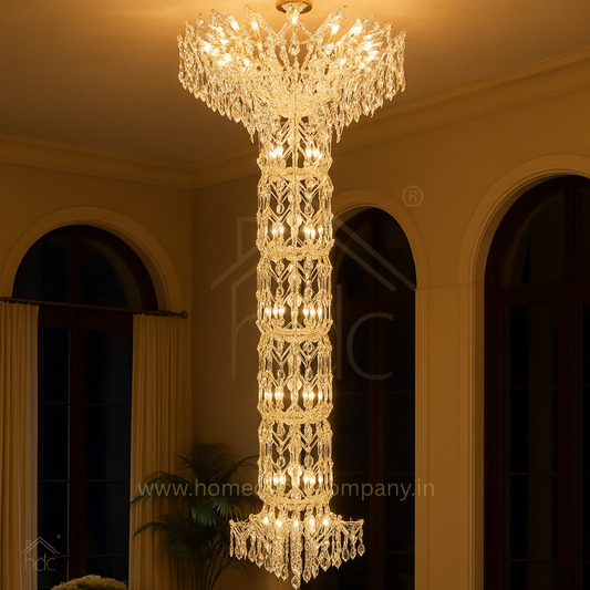 HDC 64 Lights Regal Cascade Crystal Tower Double Height Italian Chandelier