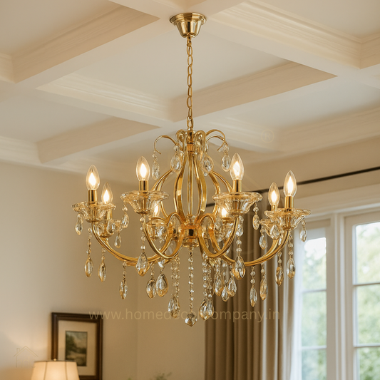 HDC 8 Lights Classic Crystal Metal Italian Chandelier For Living Room