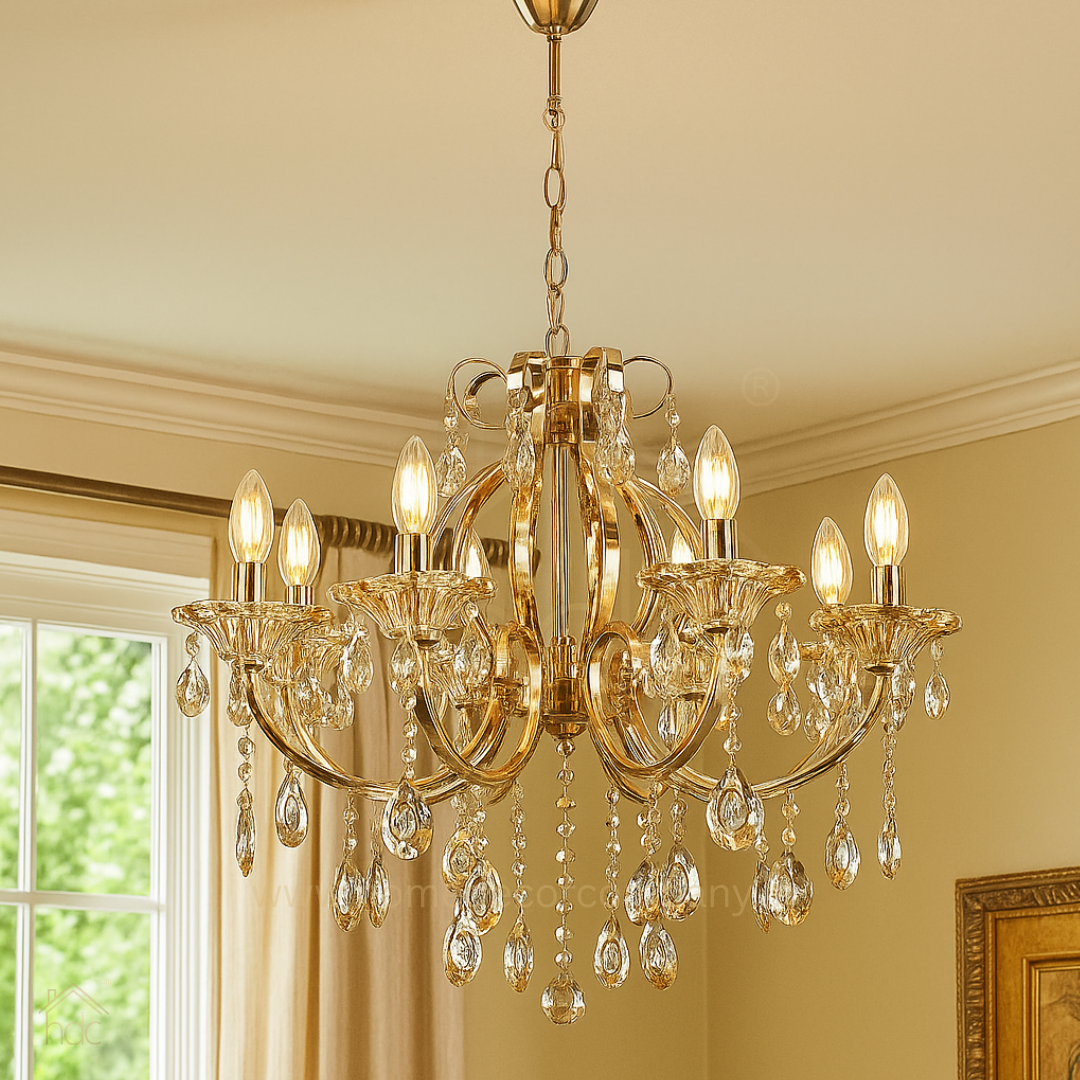 HDC 8 Lights Classic Crystal Metal Italian Chandelier For Living Room