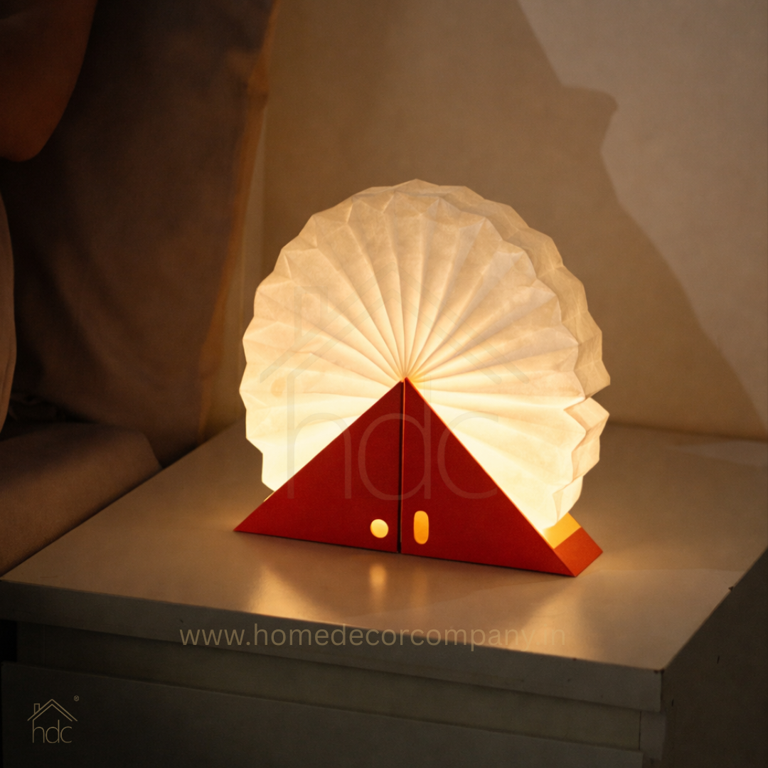 HDC Rotating Folding Paper Lamp Folding Night Light Foldable Mood Lamp Home & Office Decor