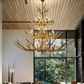 Hdc Handcrafted Antler Style Chandelier Rustic Luxury Horn Design Ceiling Light for Living Room, Dining & Villa Interiors