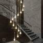 HDC 20 Lights LED Crystal Meteor Light Double Height Stair Chandelier- Tricolor