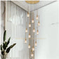 HDC 20 Lights LED Crystal Meteor Light Double Height Stair Chandelier- Tricolor