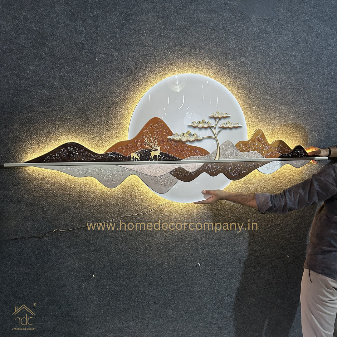 Hdc Modern Classical Landscape Decoration Led Light Painting Still Life Hanging Luminous Wall Decoration Sofa Background Decoration