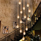 HDC 20 Lights LED Crystal Meteor Light Double Height Stair Chandelier- Tricolor