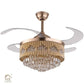HDC Crystal Ceiling Fans with Lights Retractable Blades Remote Control Modern Luxury LED Chandelier Fan 3 Speeds 3 Color Changes Lighting Fixtures