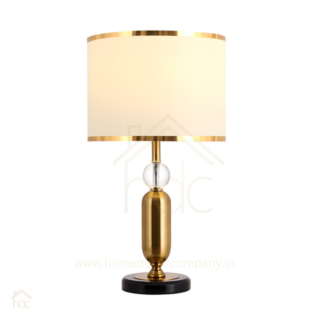 Hdc Luxury Gold Nightstand Lamp With High-quality Fabric Lampshade